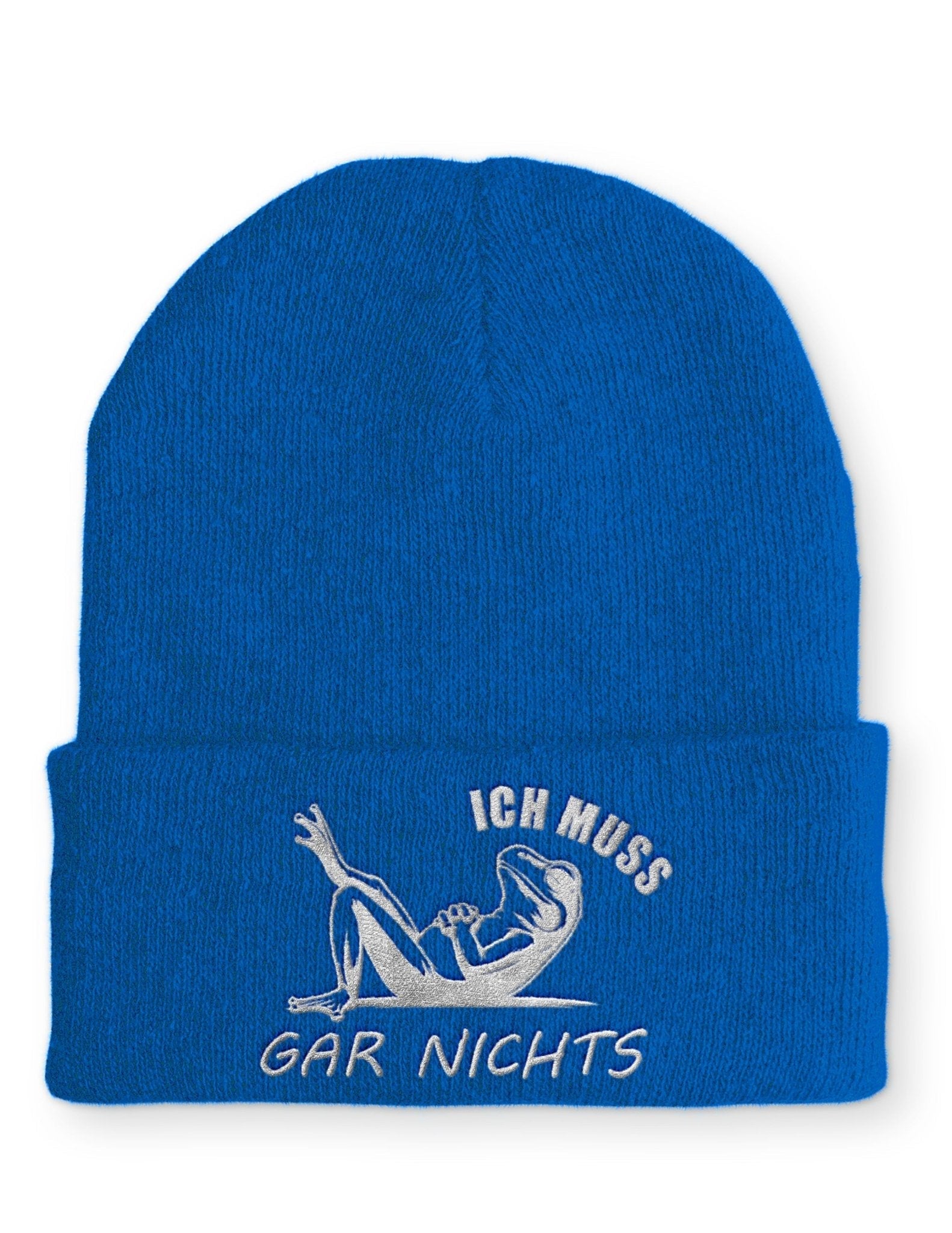 Ich muss gar nichts Statement Beanie Mütze mit Spruch - tshirtladen - Mütze