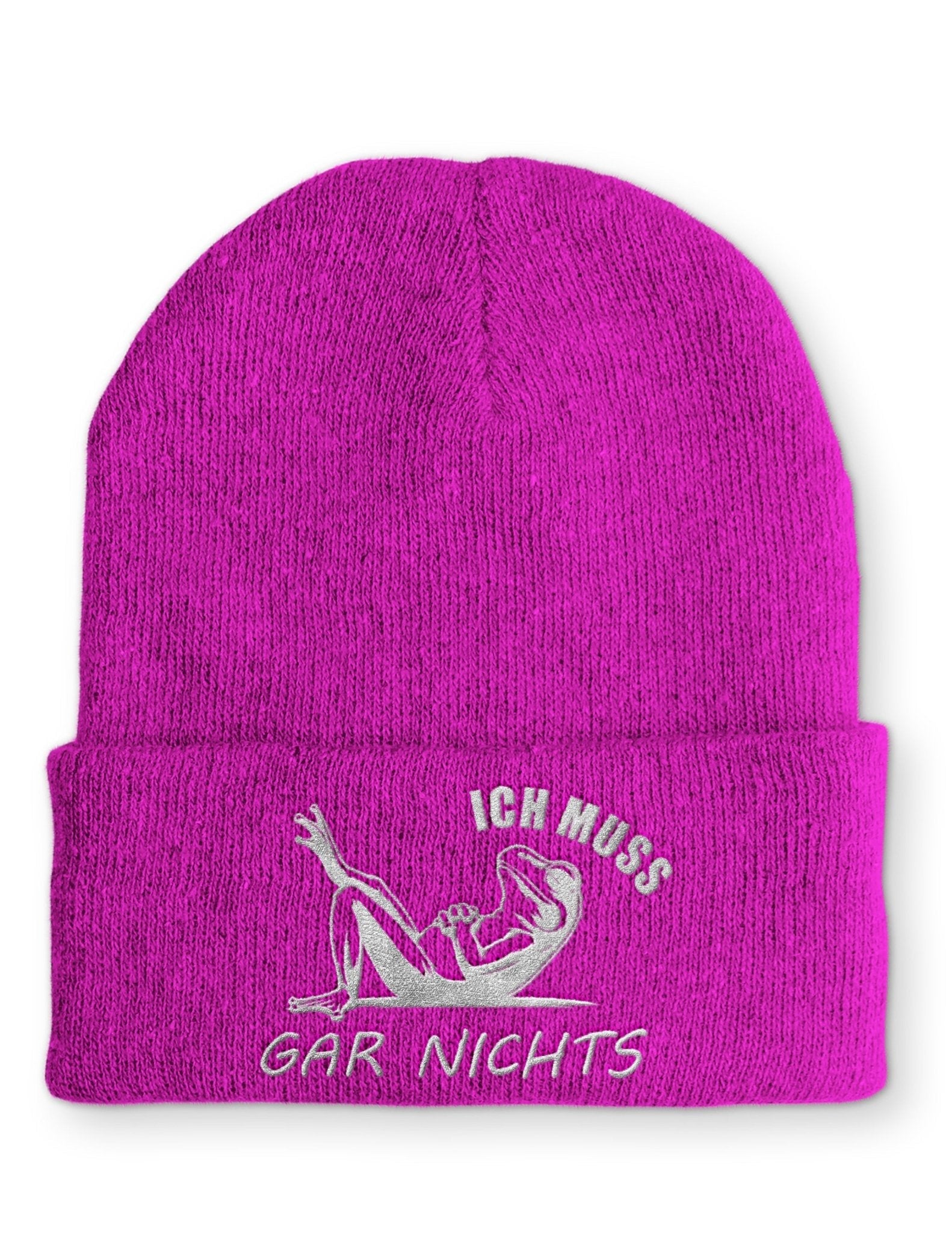 Ich muss gar nichts Statement Beanie Mütze mit Spruch - tshirtladen - Mütze