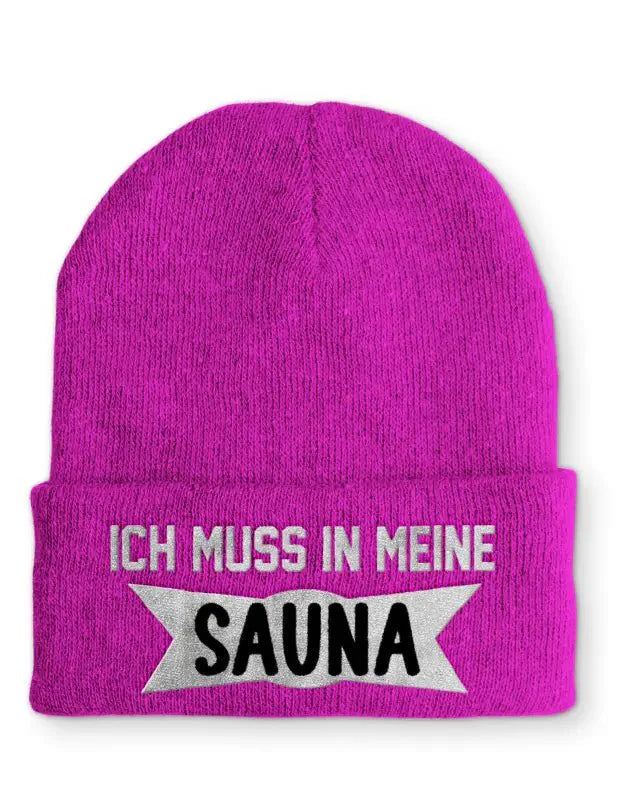Ich muss in meine Sauna Statement Beanie Mütze mit Spruch - tshirtladen - Mütze