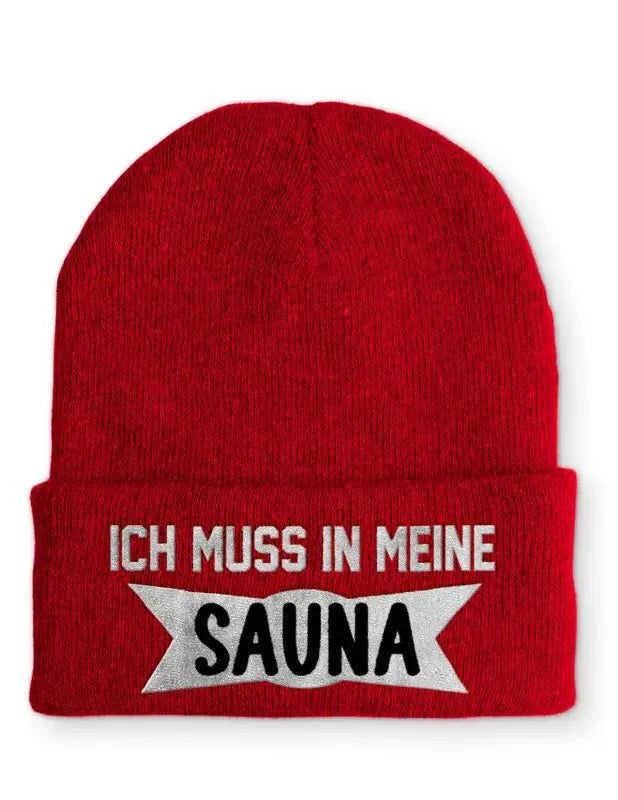 Ich muss in meine Sauna Statement Beanie Mütze mit Spruch - tshirtladen - Mütze