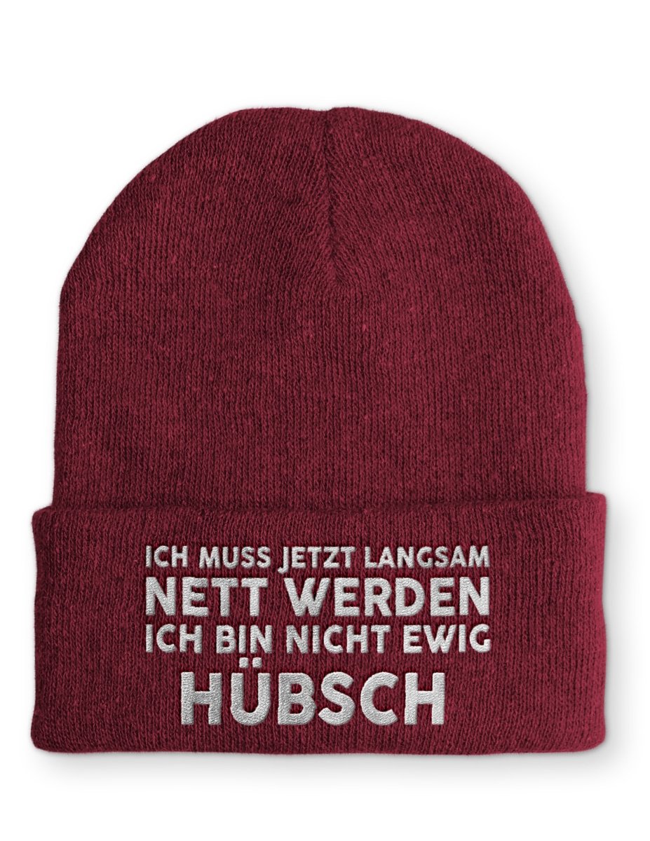 Ich muss jetzt langsam Nett werden Ich bin nicht ewig hübsch Statement Beanie Mütze mit Spruch - Schwarzer - Kaffee
