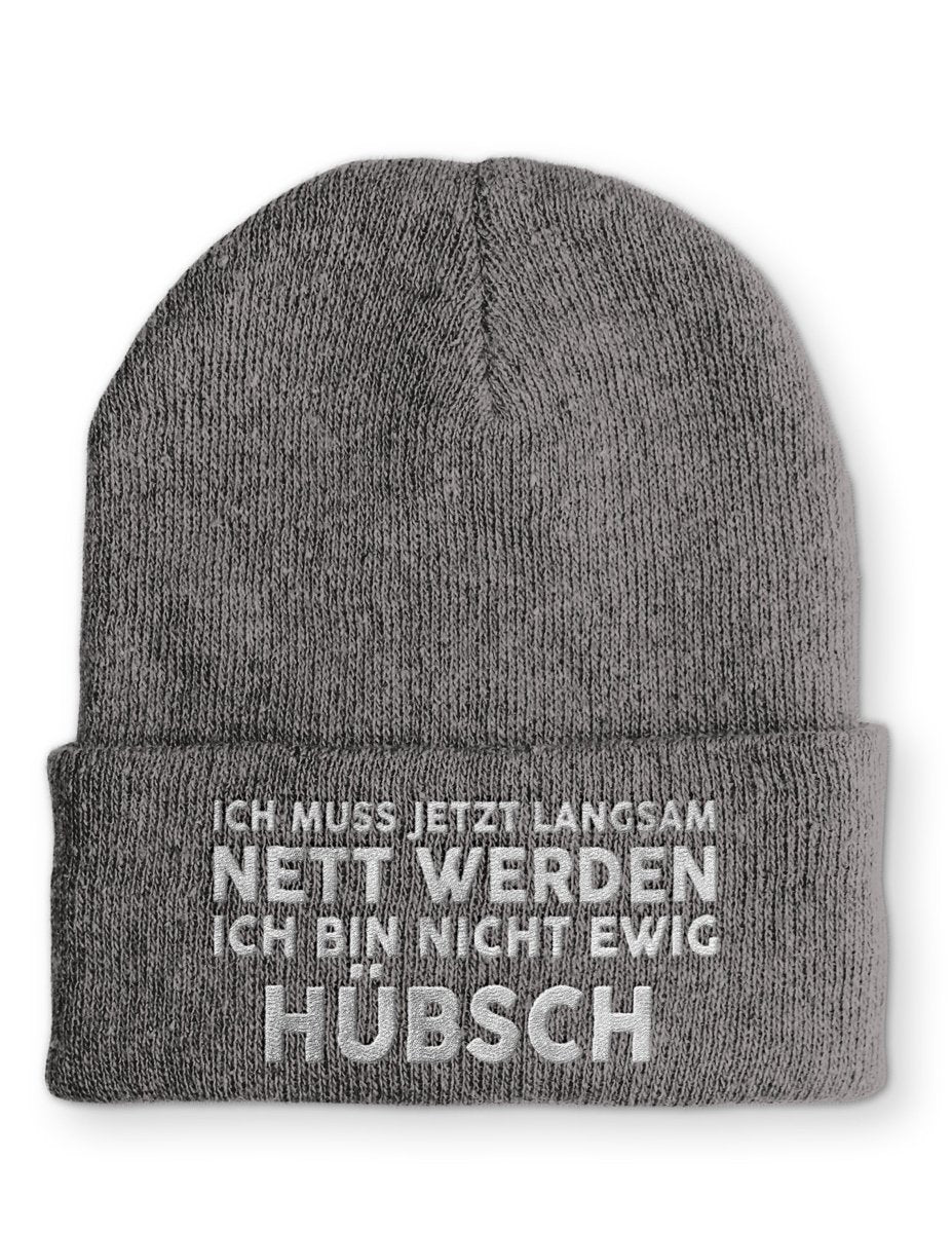 Ich muss jetzt langsam Nett werden Ich bin nicht ewig hübsch Statement Beanie Mütze mit Spruch - Schwarzer - Kaffee