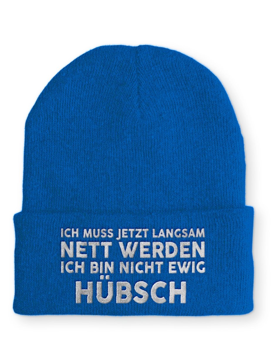 Ich muss jetzt langsam Nett werden Ich bin nicht ewig hübsch Statement Beanie Mütze mit Spruch - Schwarzer - Kaffee
