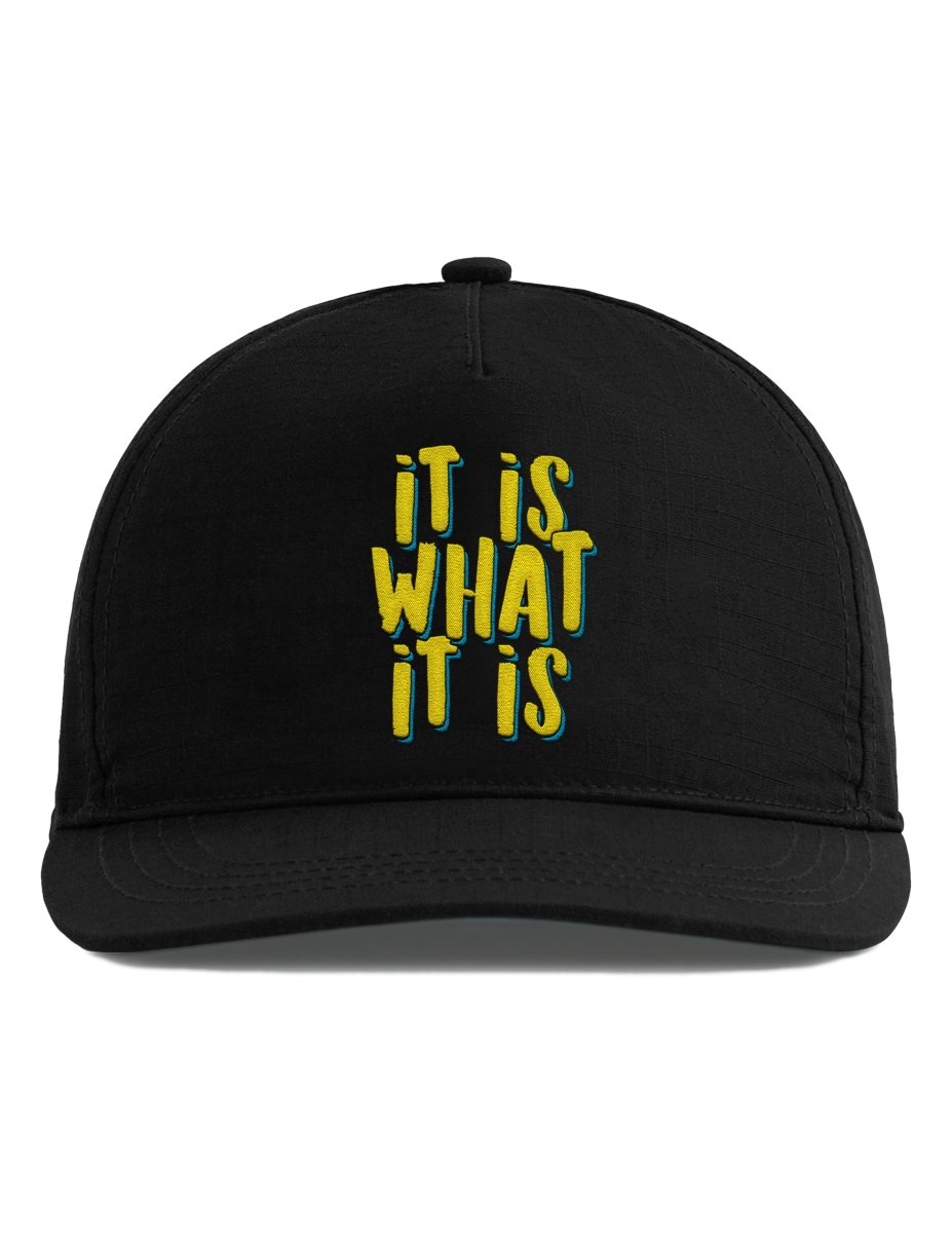 It is What it is – Unisex Basecap – Bestickte Snapback - Cap mit Statement - Spruch - Schwarzer - Kaffee