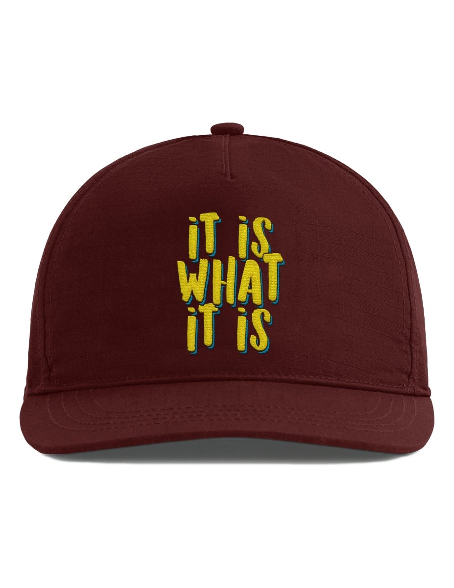 It is What it is – Unisex Basecap – Bestickte Snapback - Cap mit Statement - Spruch - Schwarzer - Kaffee