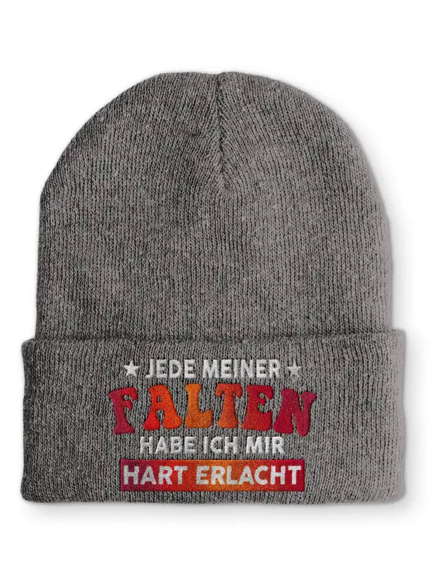 Jede meiner Falten habe ich mir hart erlacht Statement Beanie Mütze mit Spruch - tshirtladen - Mütze