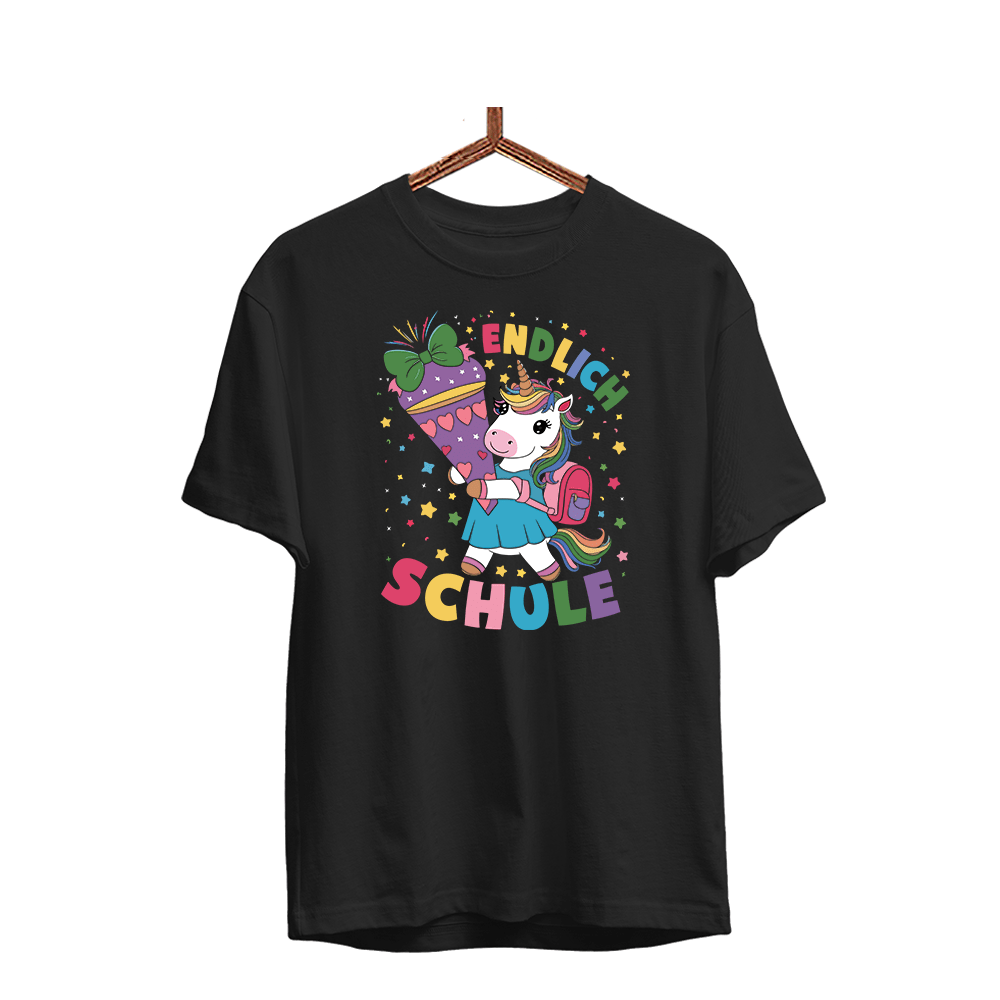 Kinder T-Shirt Endlich Schule - Schwarzer - Kaffee