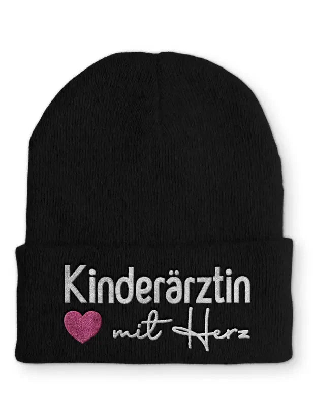 Kinderärztin mit Herz Statement Beanie Mütze mit Spruch - tshirtladen - Mütze