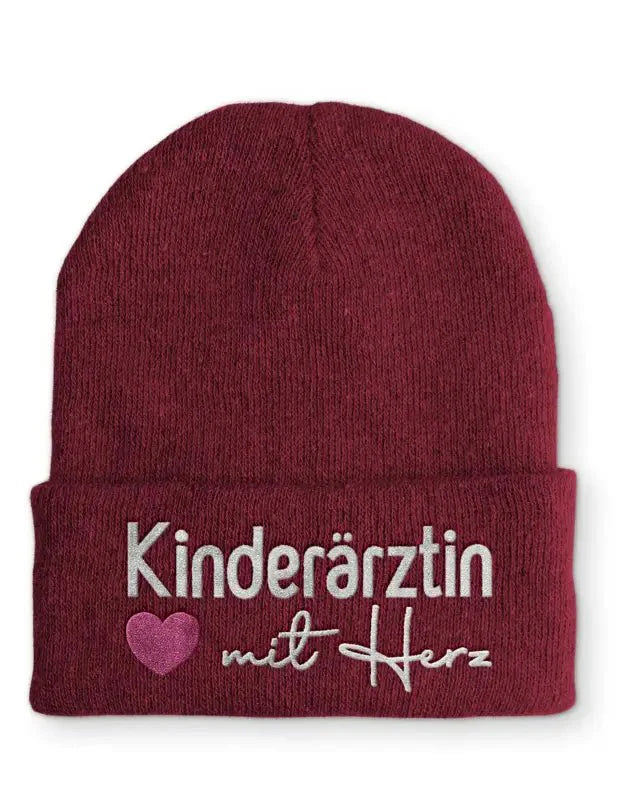 Kinderärztin mit Herz Statement Beanie Mütze mit Spruch - tshirtladen - Mütze