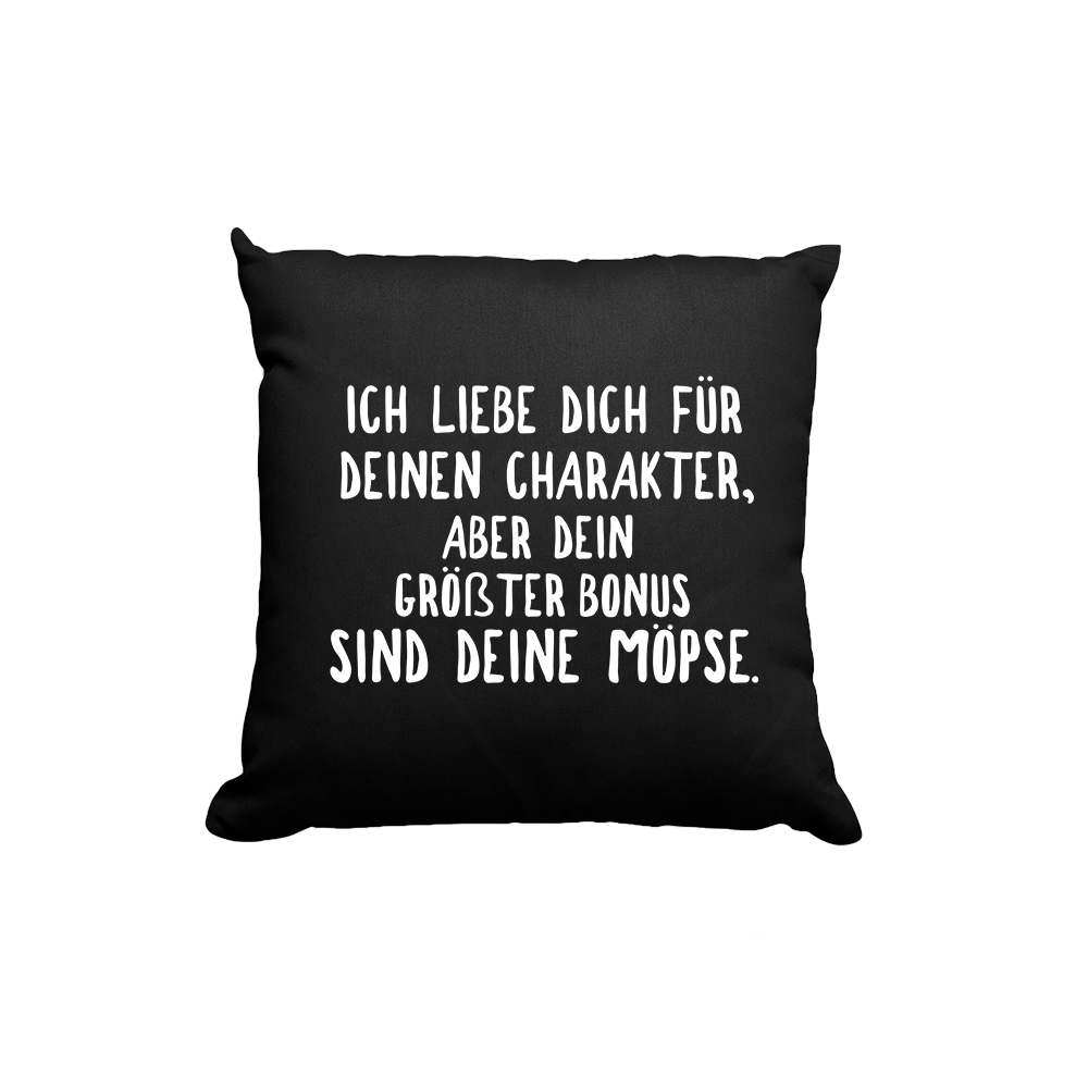 Kissen Ich liebe deinen Charakter Möpse - Schwarzer - Kaffee