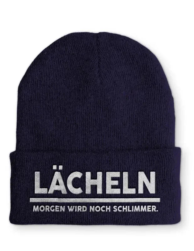 Lächeln Morgen wird noch schlimmer Statement Beanie Mütze mit Spruch - tshirtladen - Mütze