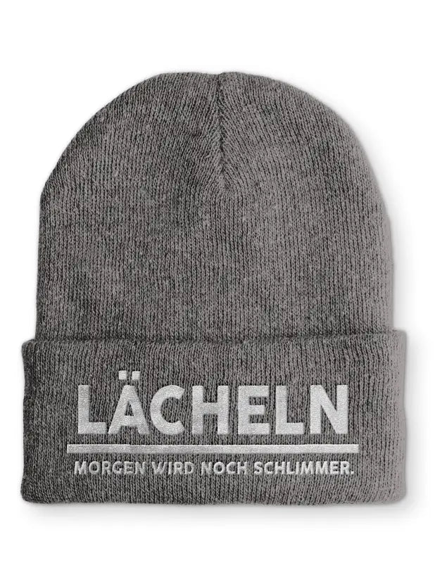 Lächeln Morgen wird noch schlimmer Statement Beanie Mütze mit Spruch - tshirtladen - Mütze