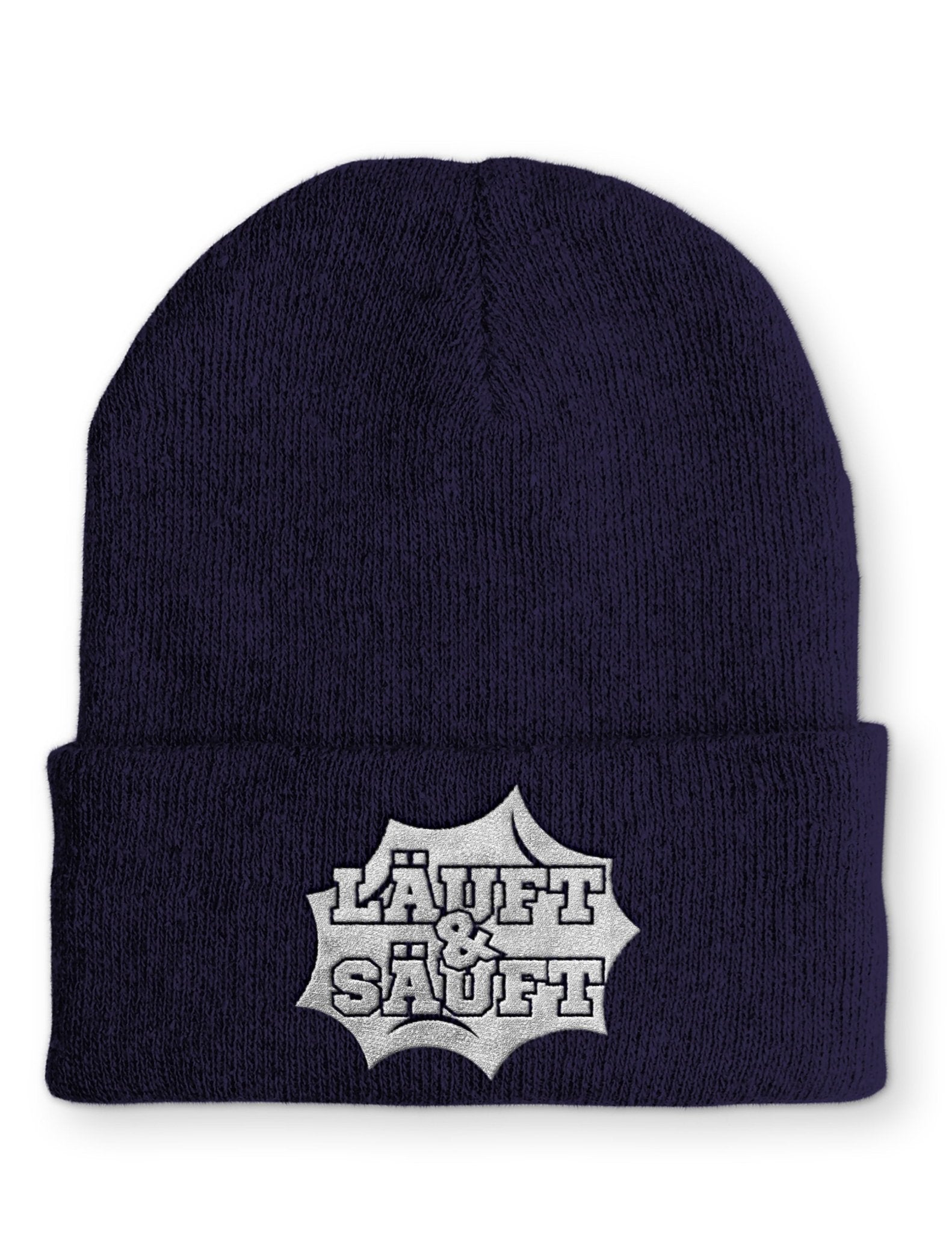 Läuft und Säuft Statement Beanie Mütze mit Spruch - tshirtladen - Mütze