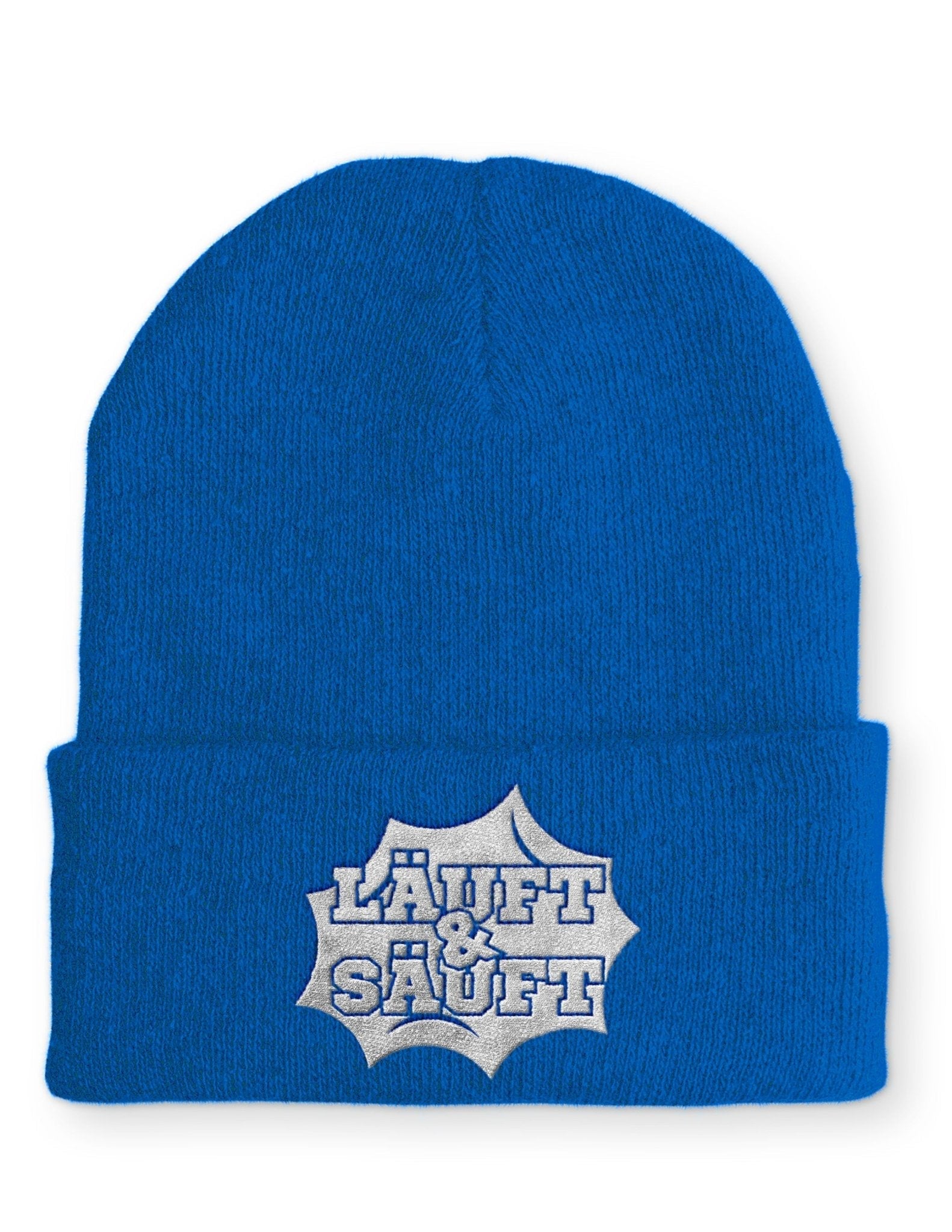 Läuft und Säuft Statement Beanie Mütze mit Spruch - tshirtladen - Mütze