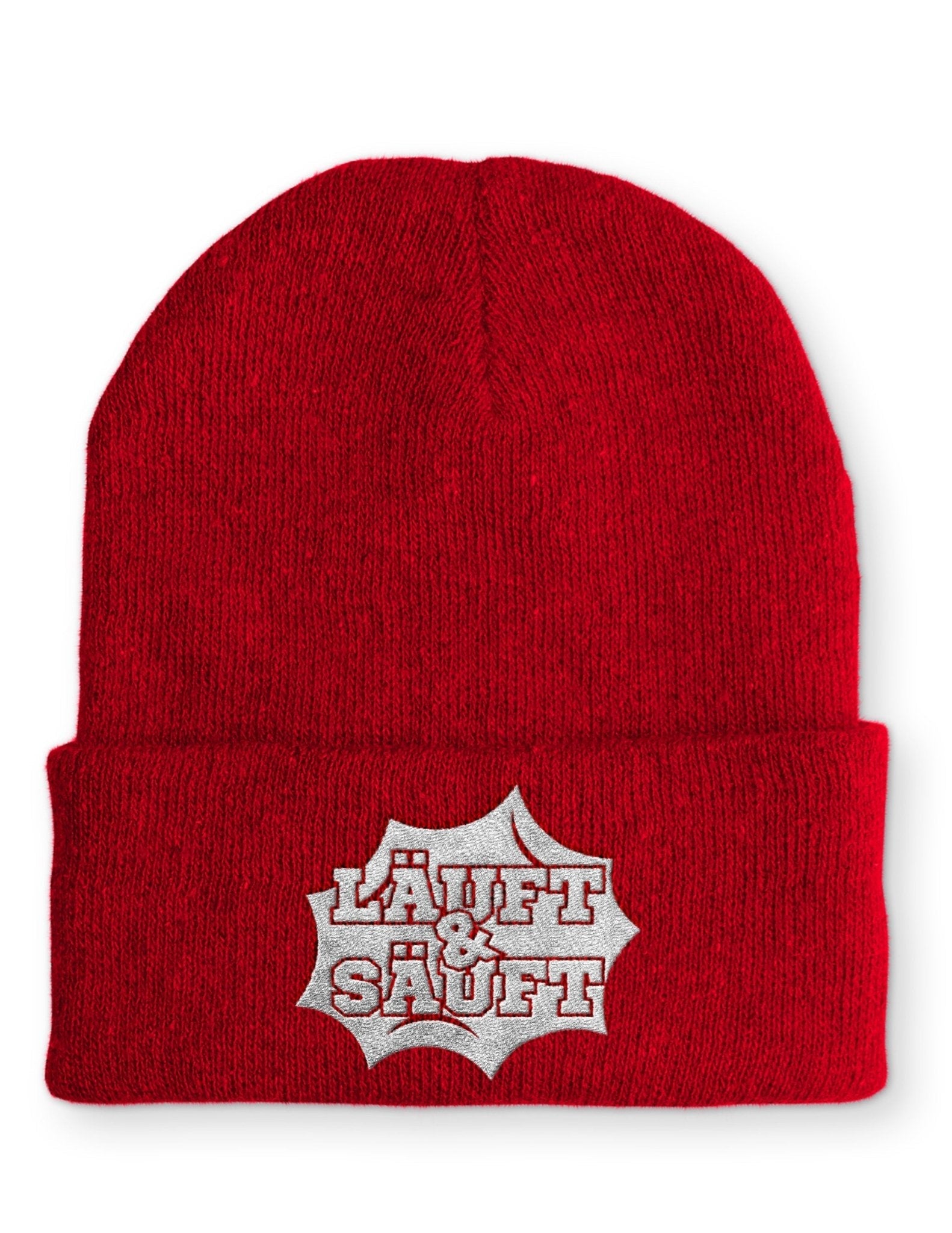 Läuft und Säuft Statement Beanie Mütze mit Spruch - tshirtladen - Mütze