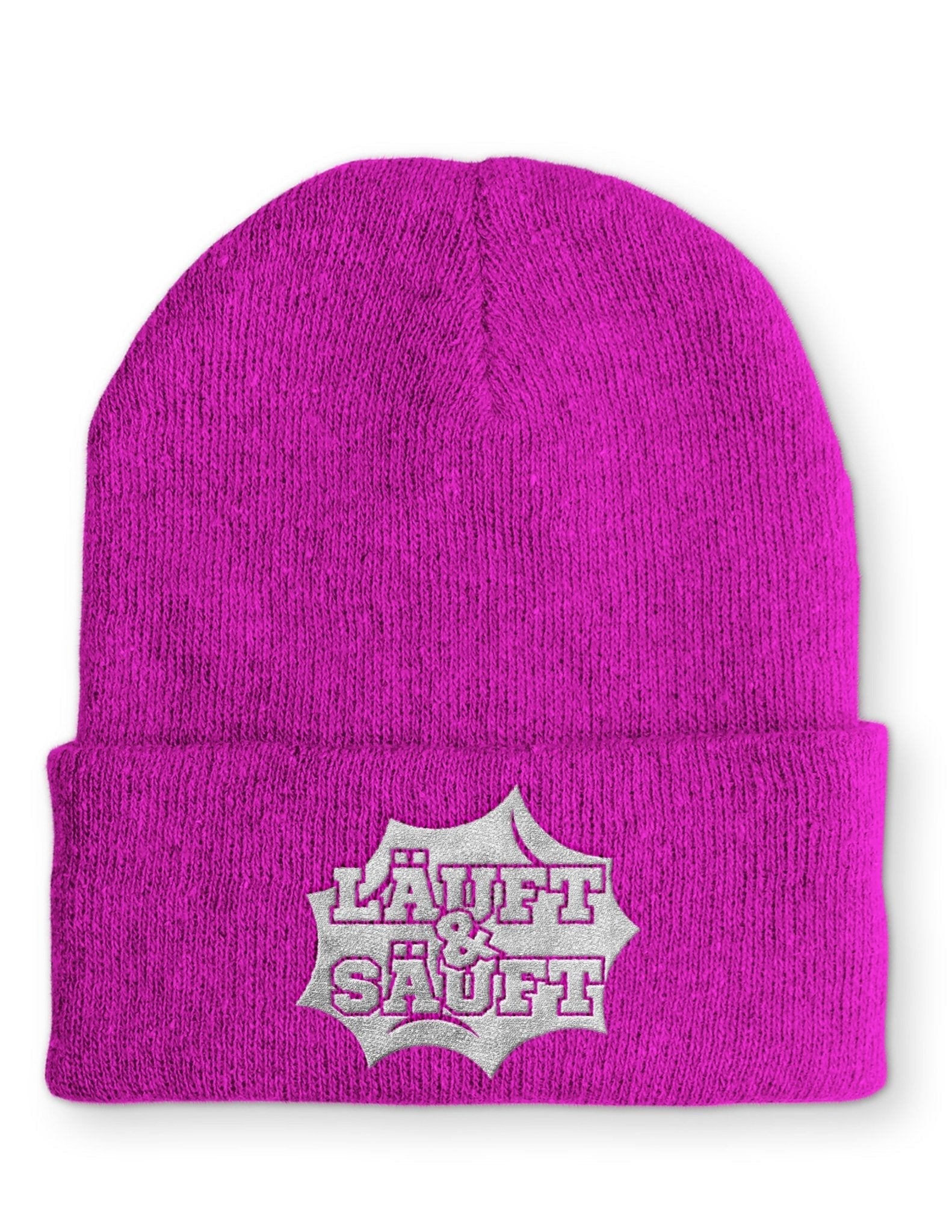 Läuft und Säuft Statement Beanie Mütze mit Spruch - tshirtladen - Mütze