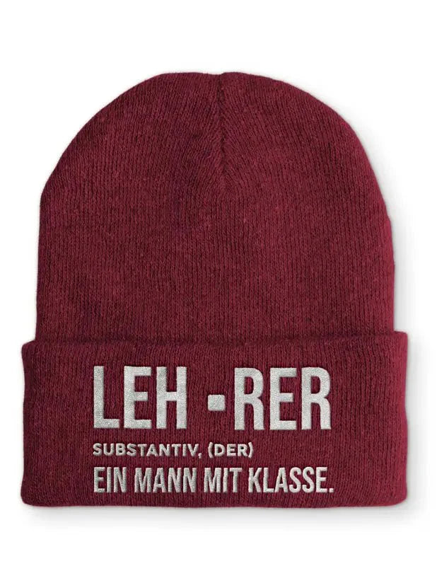 Lehrer ein Mann mit Klasse Statement Beanie Mütze mit Spruch - tshirtladen - Mütze