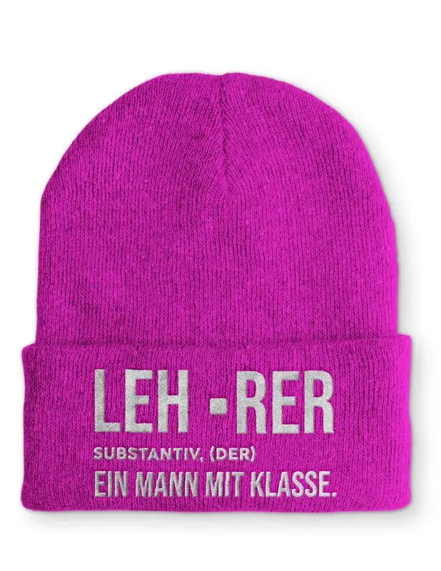 Lehrer ein Mann mit Klasse Statement Beanie Mütze mit Spruch - tshirtladen - Mütze