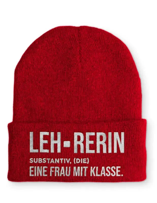 Lehrerin Eine Frau mit Klasse Statement Beanie Mütze mit Spruch - tshirtladen - Mütze