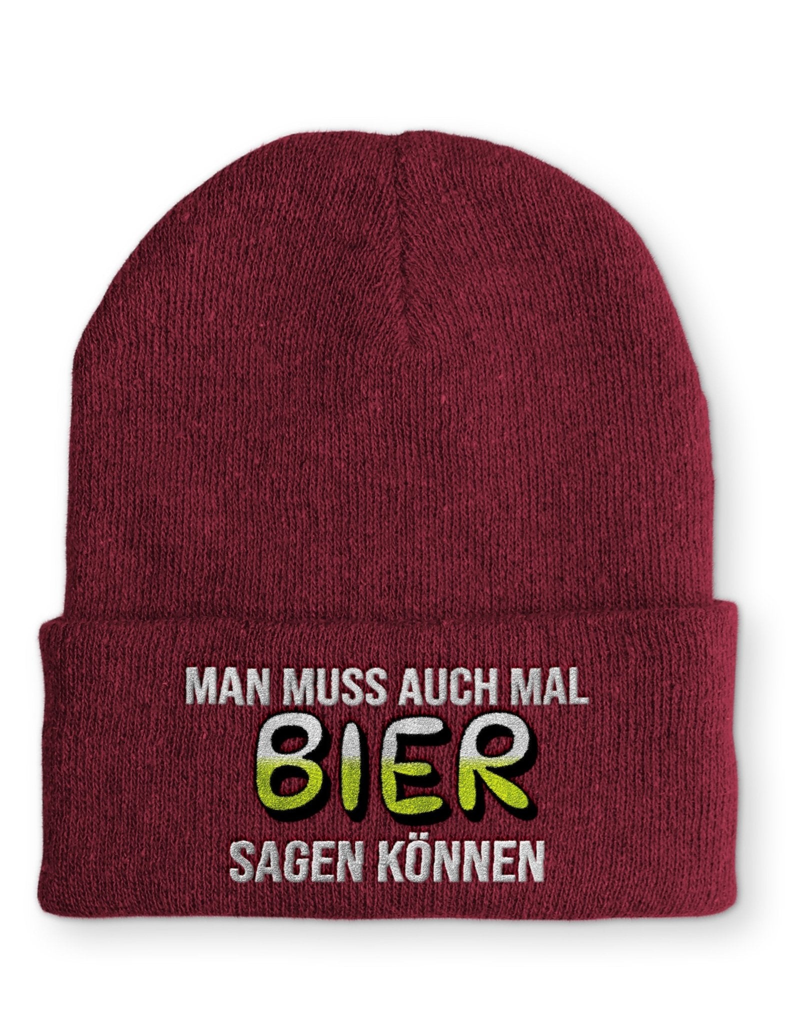 Man muss auch mal Bier sagen können Beanie Mütze mit Spruch - tshirtladen - Mütze