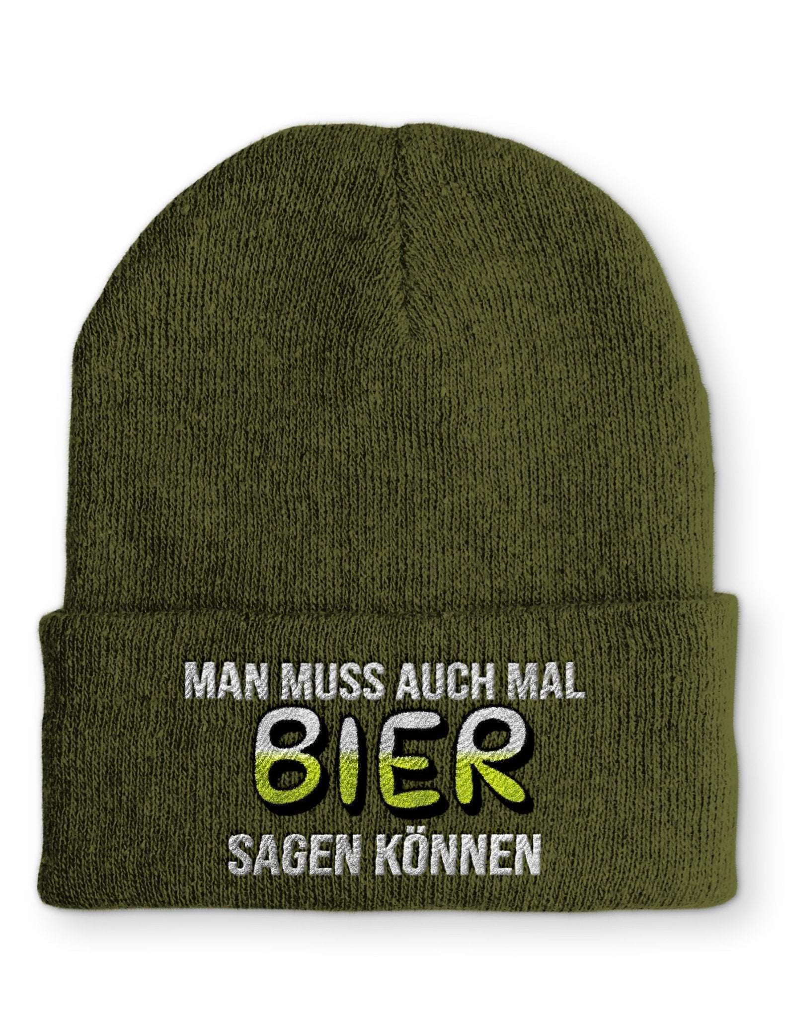 Man muss auch mal Bier sagen können Beanie Mütze mit Spruch - tshirtladen - Mütze