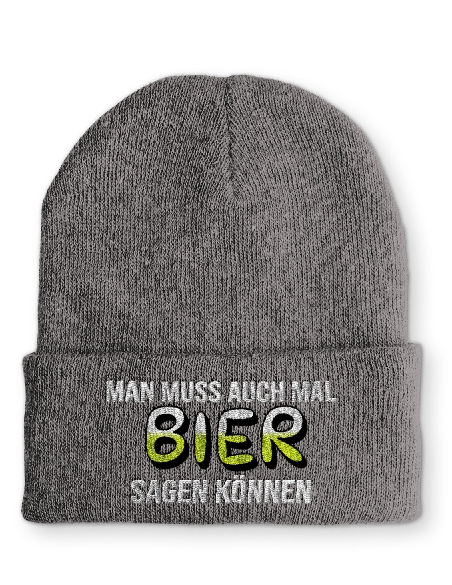 Man muss auch mal Bier sagen können Beanie Mütze mit Spruch - tshirtladen - Mütze