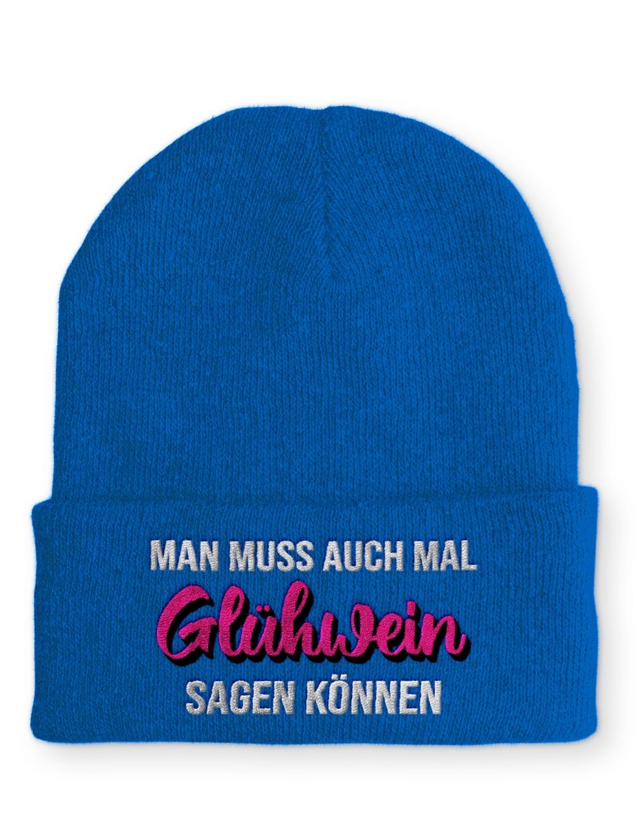 Man muss auch mal Glühwein sagen können Beanie Mütze mit Spruch - Schwarzer - Kaffee