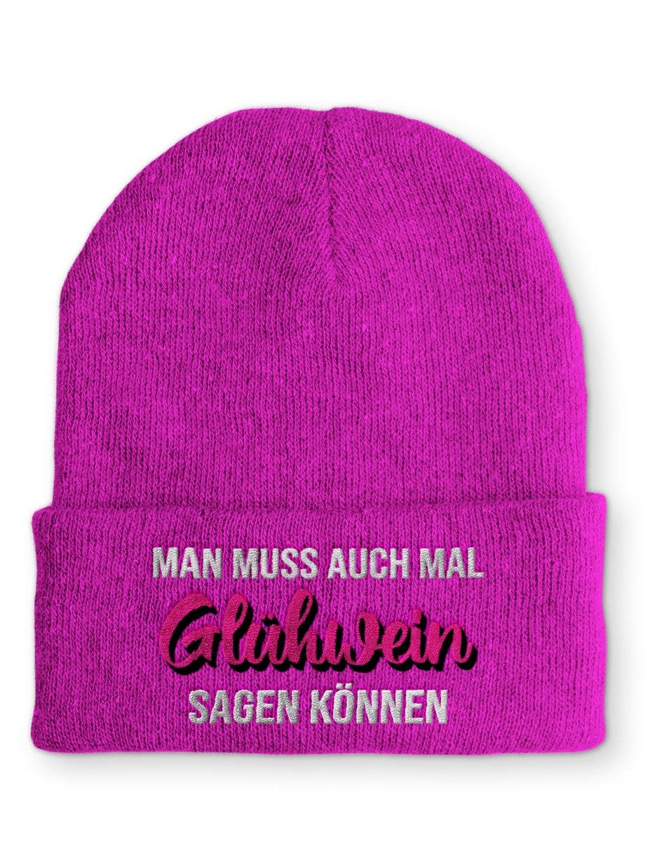 Man muss auch mal Glühwein sagen können Beanie Mütze mit Spruch - Schwarzer - Kaffee
