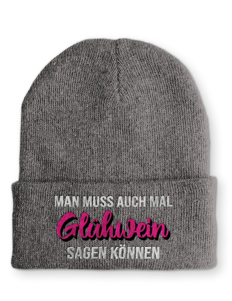 Man muss auch mal Glühwein sagen können Beanie Mütze mit Spruch - Schwarzer - Kaffee