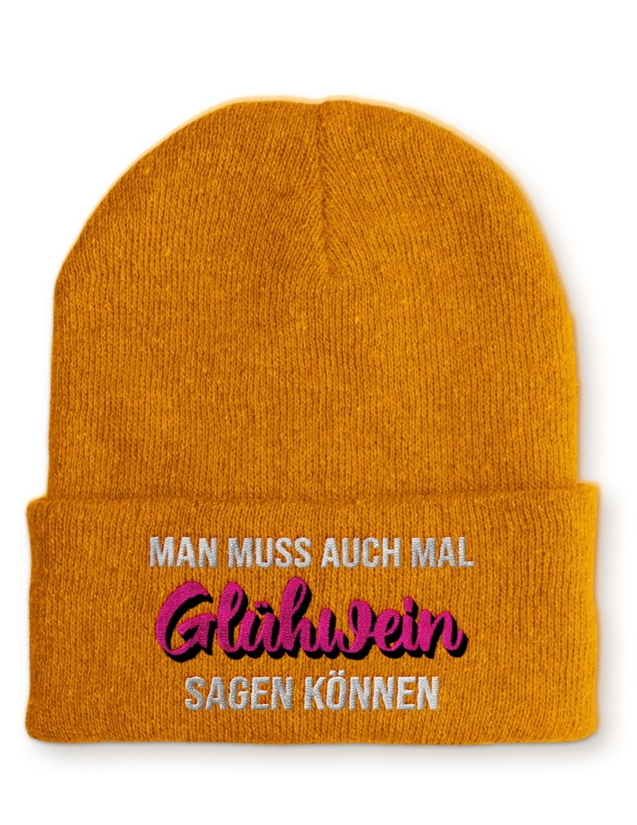 Man muss auch mal Glühwein sagen können Beanie Mütze mit Spruch - Schwarzer - Kaffee