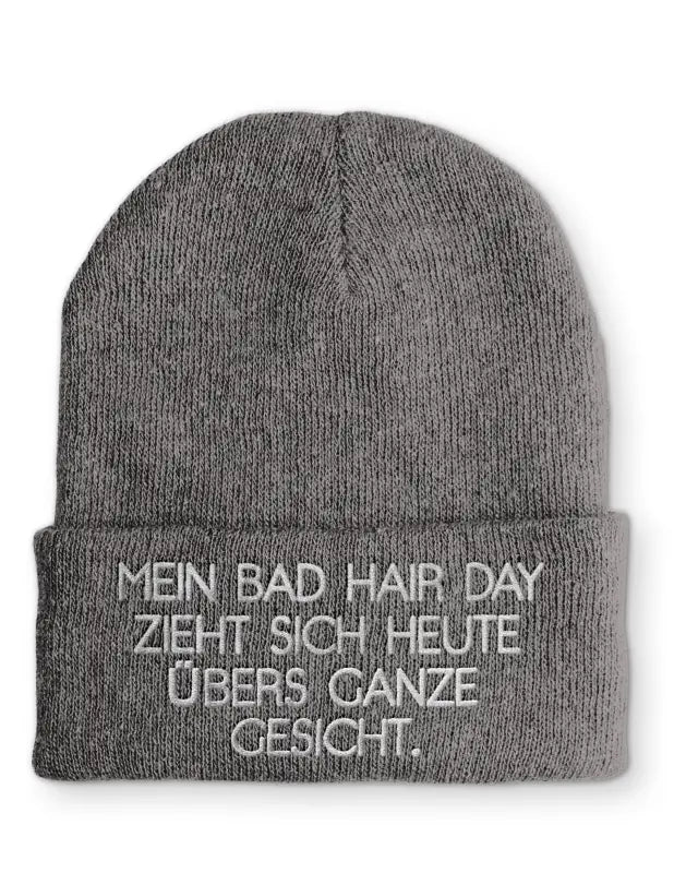 Mein Bad Hair Day zieht sich heute übers ganze Gesicht. Statement Beanie Mütze mit Spruch - tshirtladen - Mütze