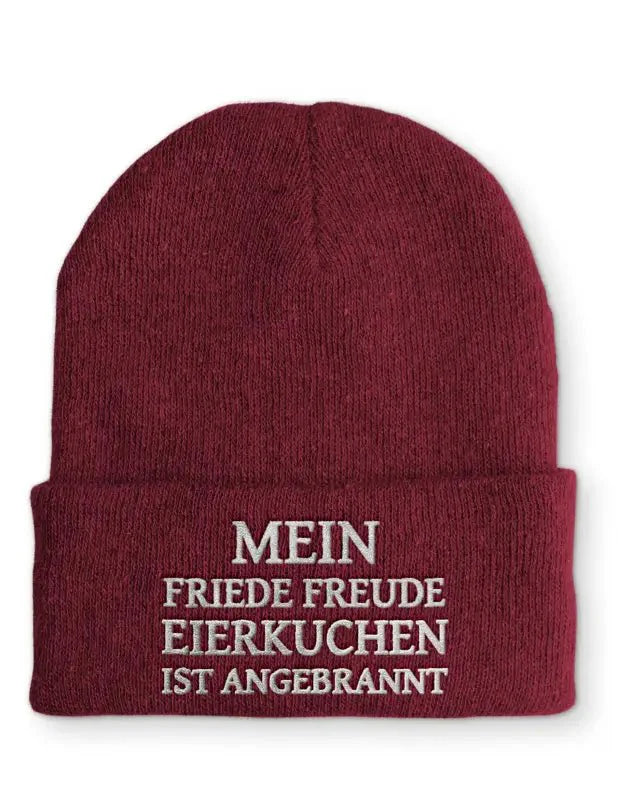 Mein friede freude Eierkuchen ist angebrannt! Statement Beanie Mütze mit Spruch - tshirtladen - Mütze