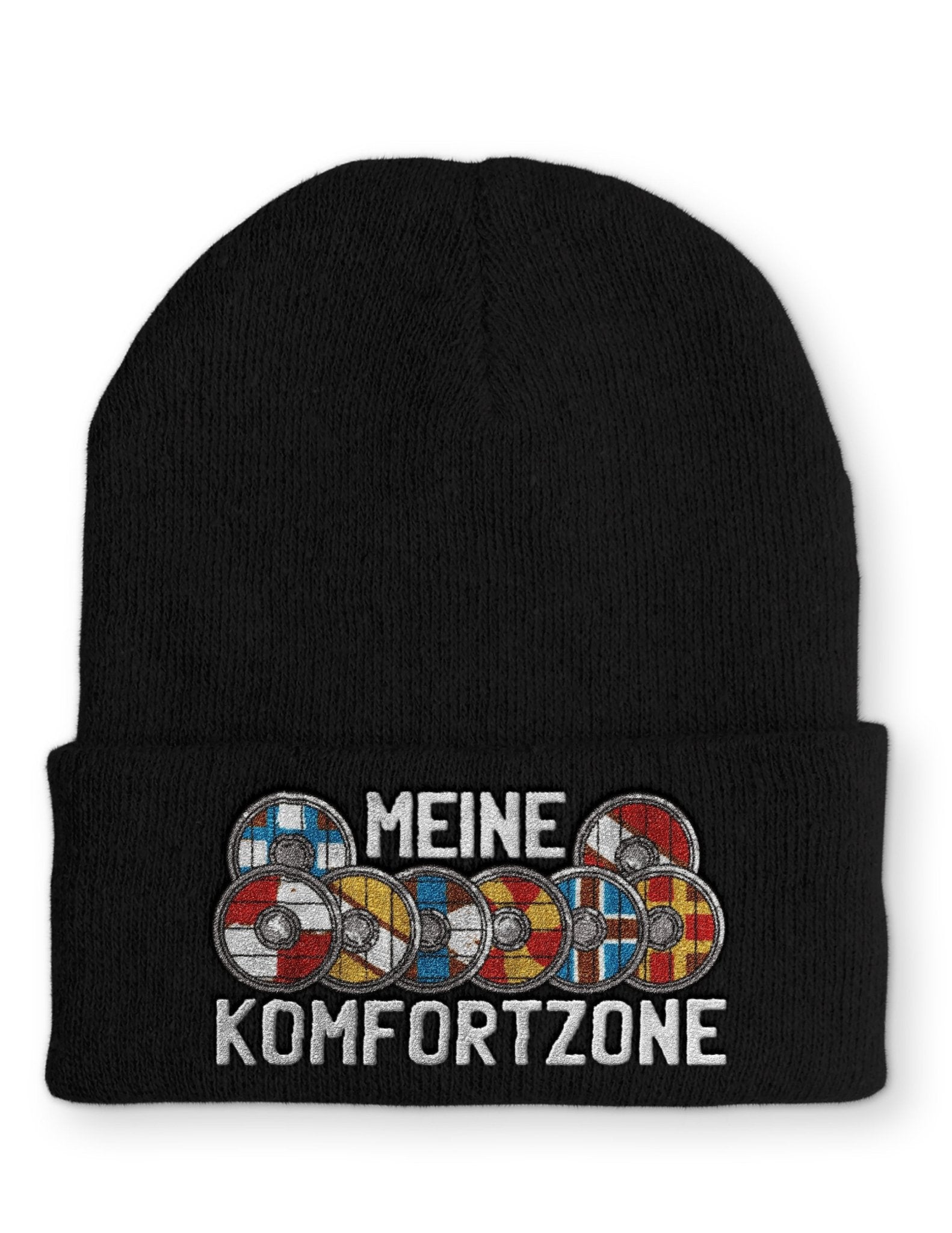 Meine Komfortzone Schildwall Statement Beanie Mütze mit Spruch - tshirtladen - Mütze