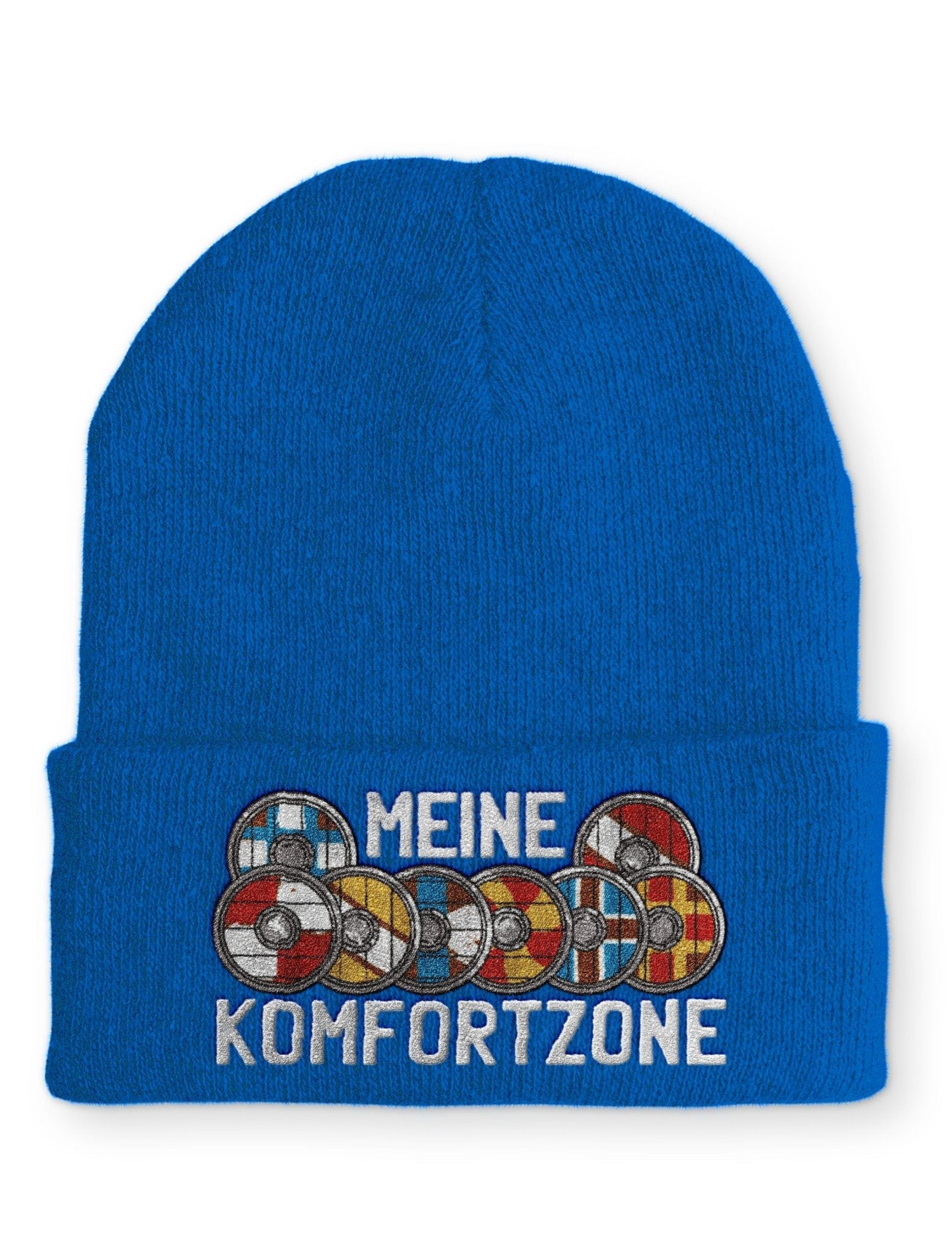 Meine Komfortzone Schildwall Statement Beanie Mütze mit Spruch - tshirtladen - Mütze