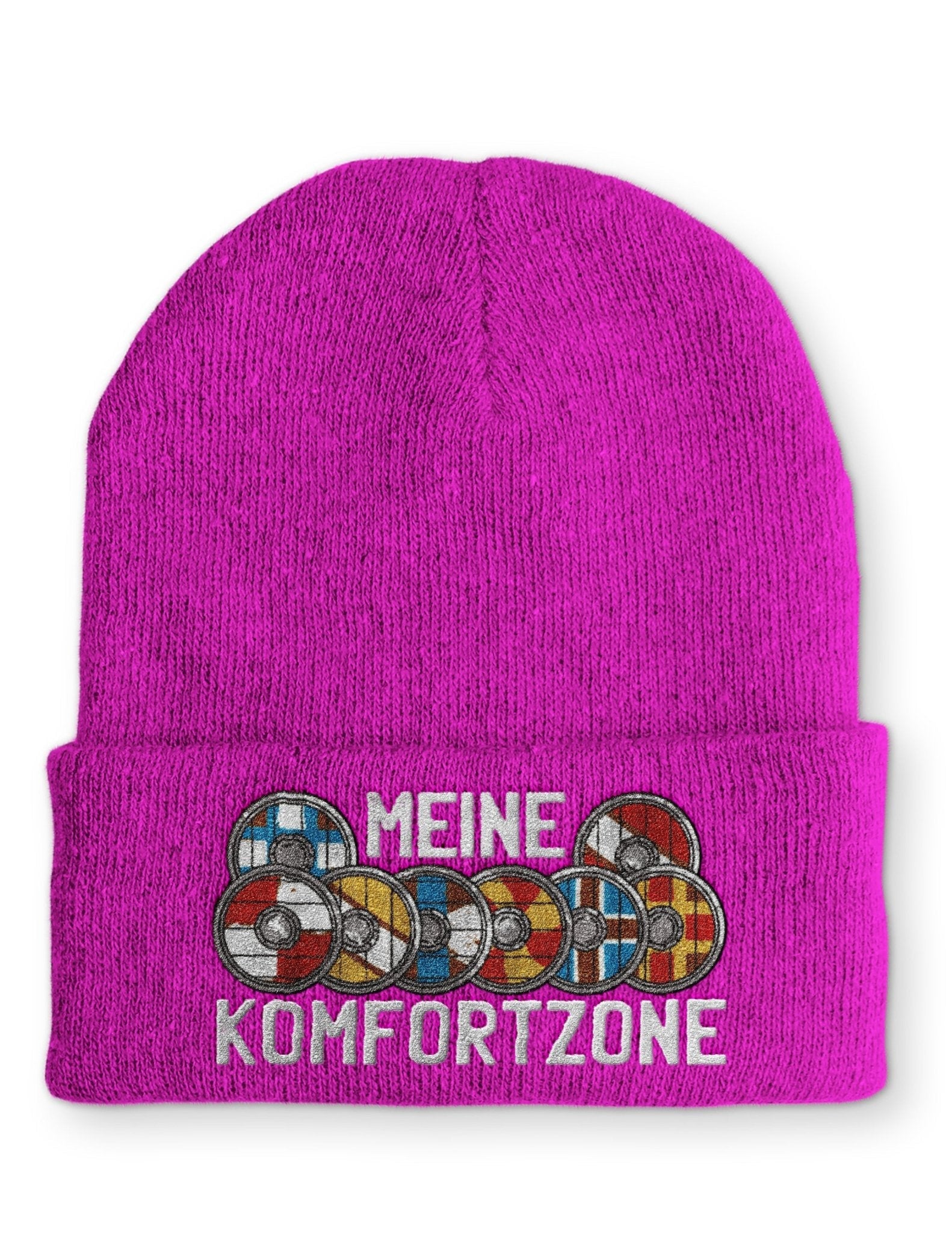 Meine Komfortzone Schildwall Statement Beanie Mütze mit Spruch - tshirtladen - Mütze