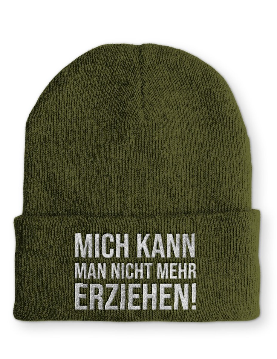 Mich kann man nicht mehr erziehen! Statement Beanie Mütze mit Spruch - Schwarzer - Kaffee