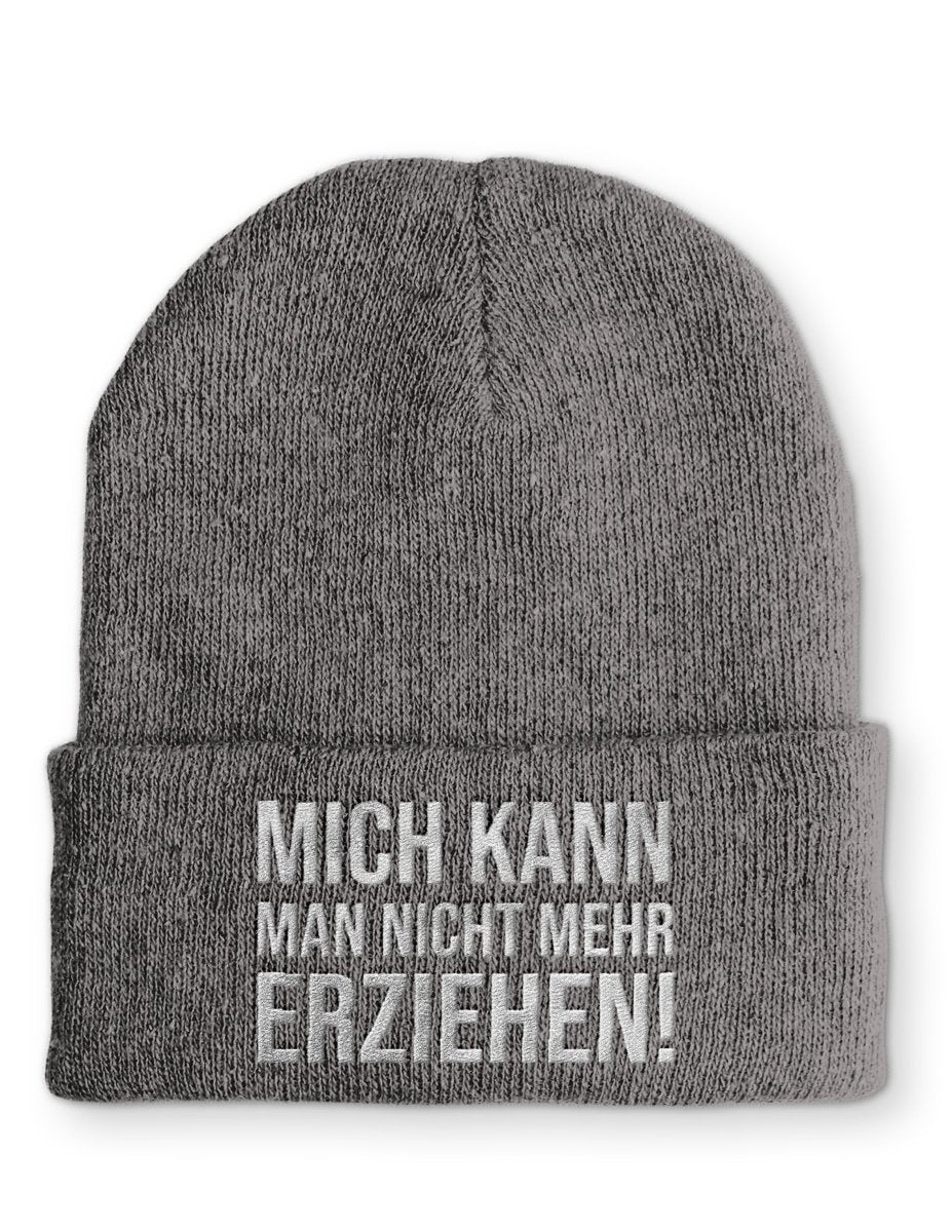 Mich kann man nicht mehr erziehen! Statement Beanie Mütze mit Spruch - Schwarzer - Kaffee