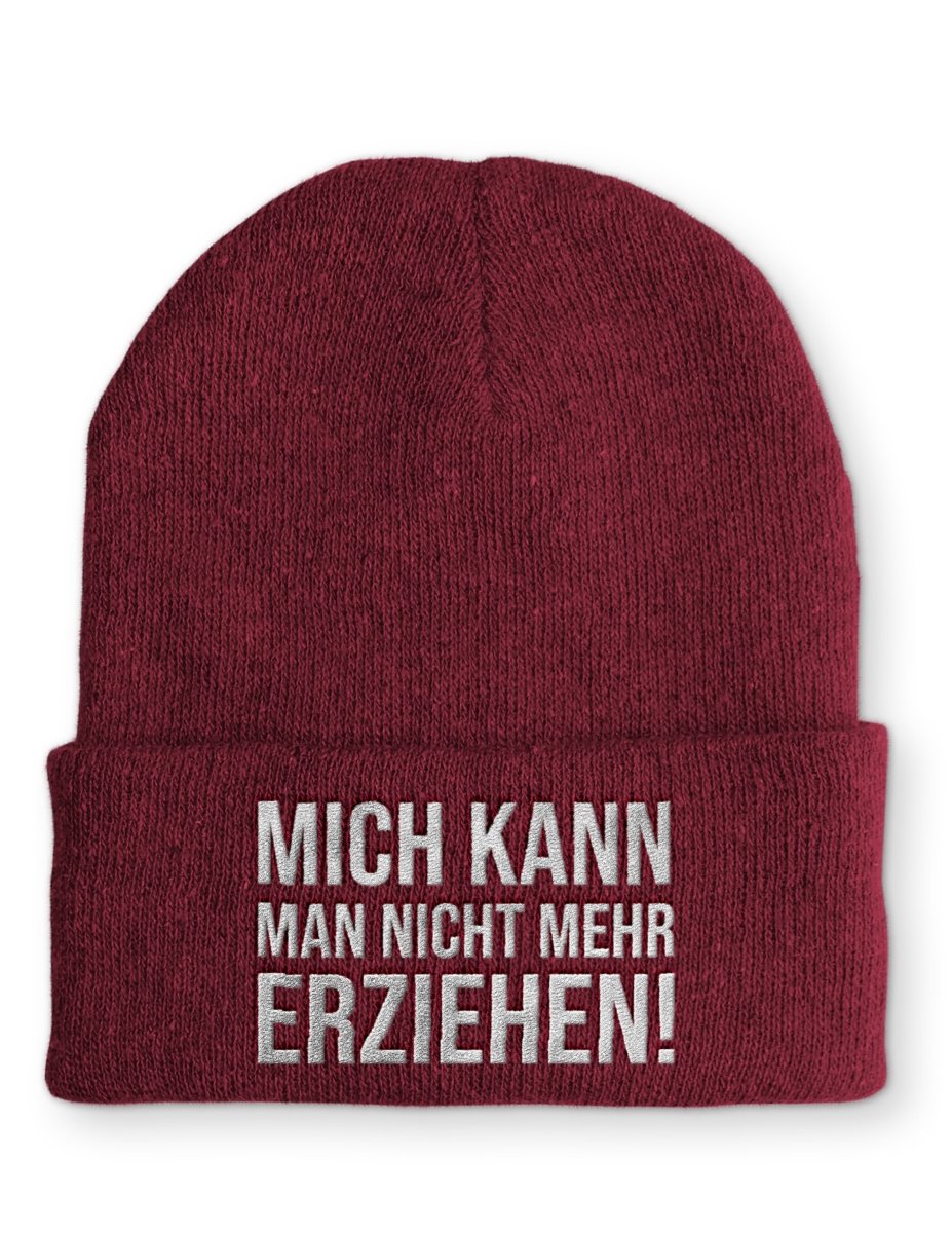 Mich kann man nicht mehr erziehen! Statement Beanie Mütze mit Spruch - Schwarzer - Kaffee
