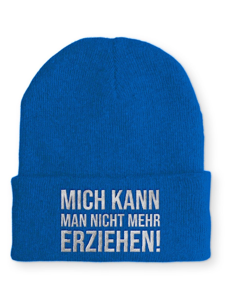 Mich kann man nicht mehr erziehen! Statement Beanie Mütze mit Spruch - Schwarzer - Kaffee