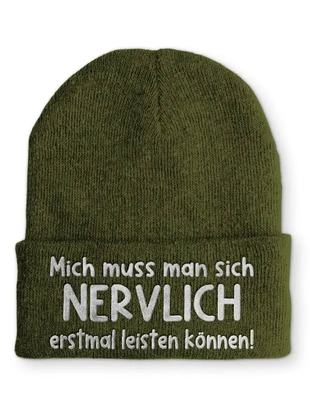 Mich muss man sich NERVLICH erstmal leisten können Statement Beanie Mütze mit Spruch - tshirtladen - Mütze
