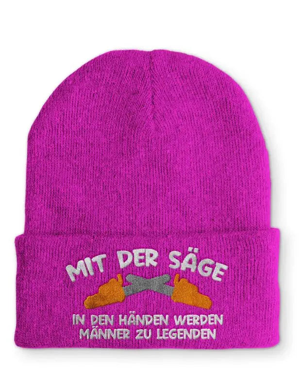 Mit der Säge in den Händen werden Männer zu Legenden Statement Beanie Mütze mit Spruch - tshirtladen - Mütze