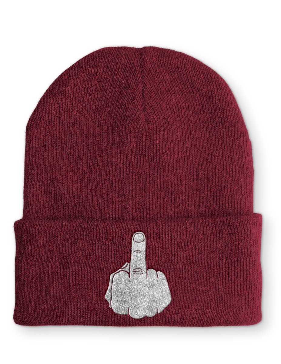 Mittelfinger Statement Beanie Mütze mit Spruch - Schwarzer - Kaffee