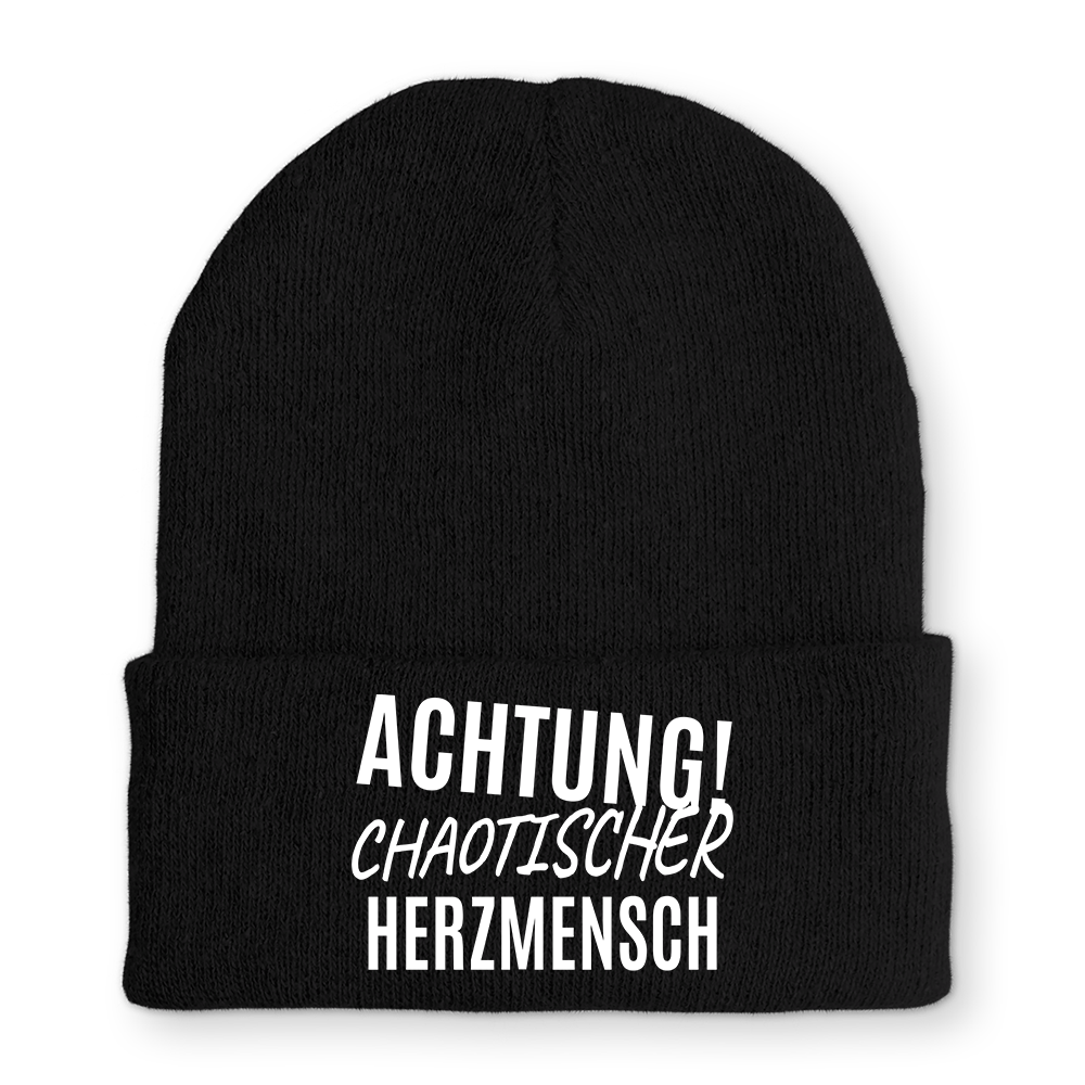 Mütze Achtung chaotischer Herzmensch - Schwarzer - Kaffee