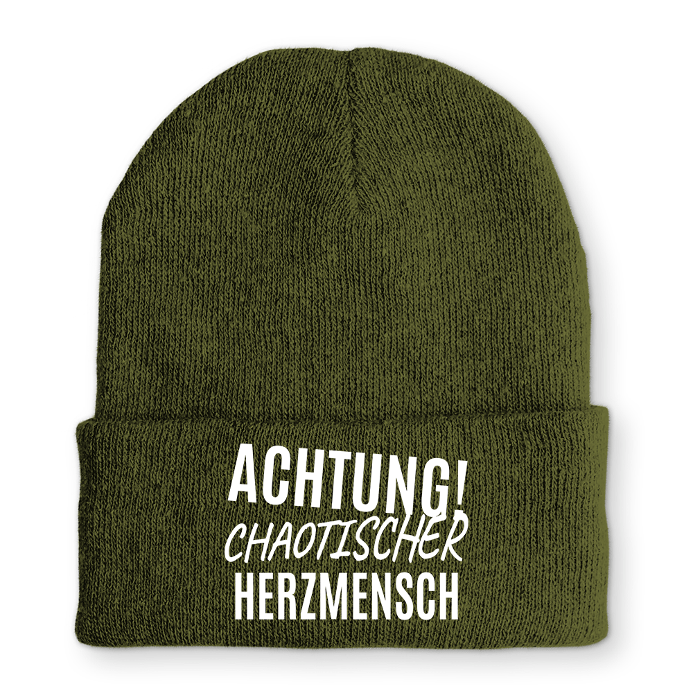 Mütze Achtung chaotischer Herzmensch - Schwarzer - Kaffee