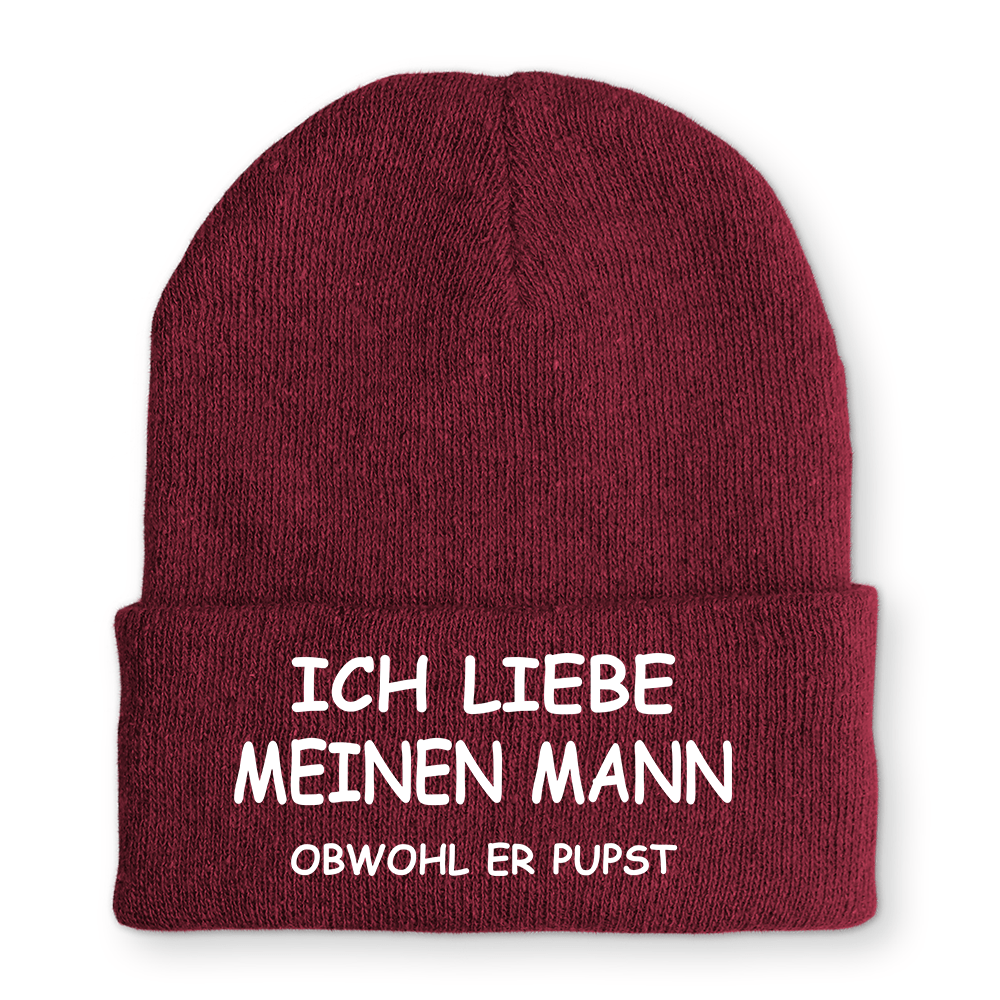Mütze Ich liebe meinen Mann obwohl er Pupst - Schwarzer - Kaffee