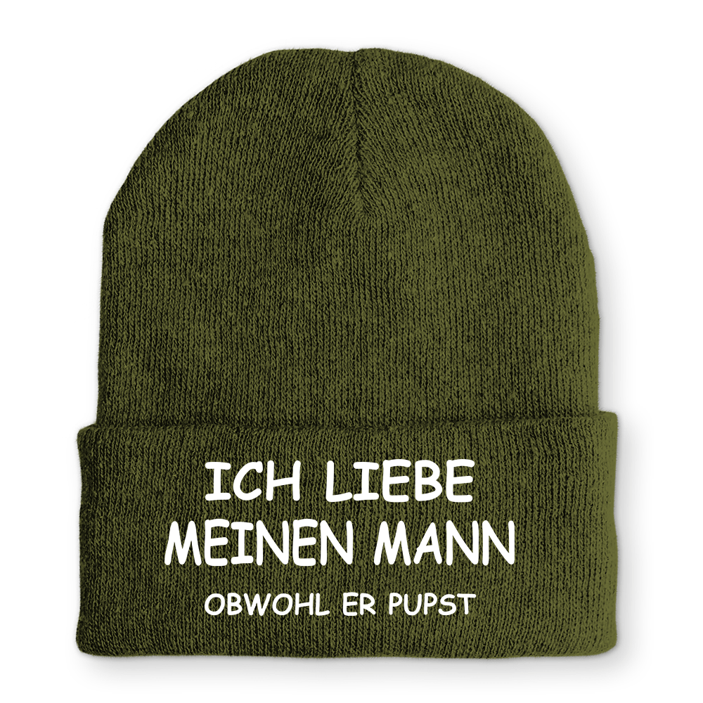 Mütze Ich liebe meinen Mann obwohl er Pupst - Schwarzer - Kaffee