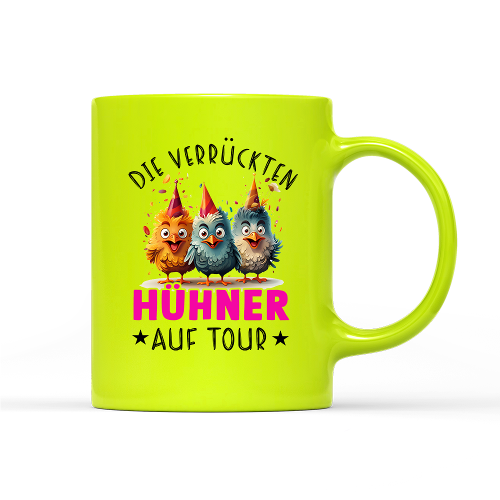 Tasse Neon Verrückte Hühner