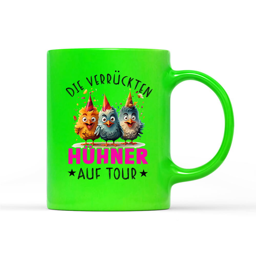 Tasse Neon Verrückte Hühner