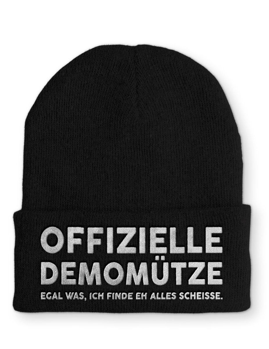 Offizielle Demomütze egal was, ich finde eh alles scheisse Statement Beanie Mütze mit Spruch - Schwarzer - Kaffee