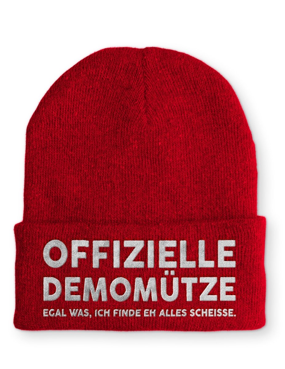 Offizielle Demomütze egal was, ich finde eh alles scheisse Statement Beanie Mütze mit Spruch - Schwarzer - Kaffee